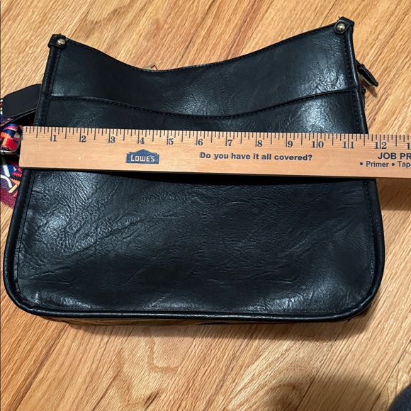 Black Leather Bag with  Colorful Strap adjustable strap - Picture 8 of 9